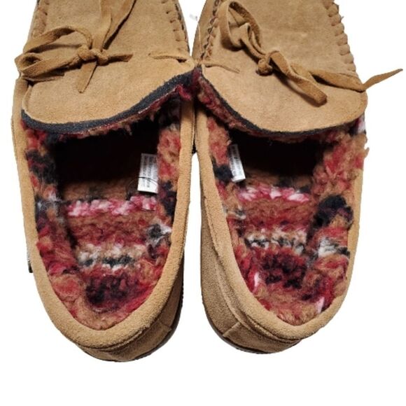 Muk Luks Lined Leather Moccasins  Brown Size 9 - Picture 7 of 10